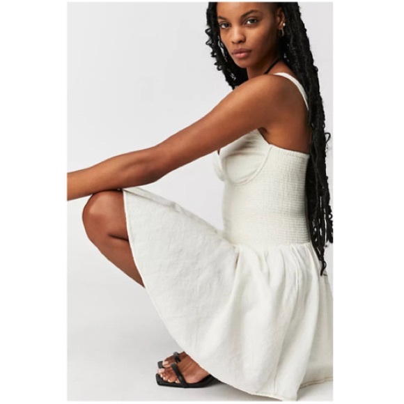 Free People Delilah Nilla Cream Shorts Skirt Romper Corset Smocked NWT New XL - Picture 10 of 11